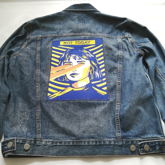 Laser Girl Blue Trucker Denim Jacket Medium NWT - Picture 4 of 15